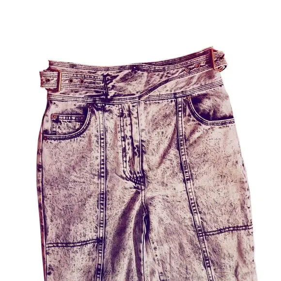 Ulla Johnson Albie Lilac Belted High Waisted Wide Leg Jeans Women’s Acid Wash 2